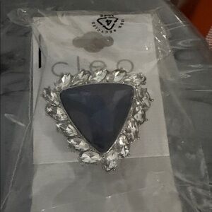 Cleo Silver and Blue Triangle Brooch